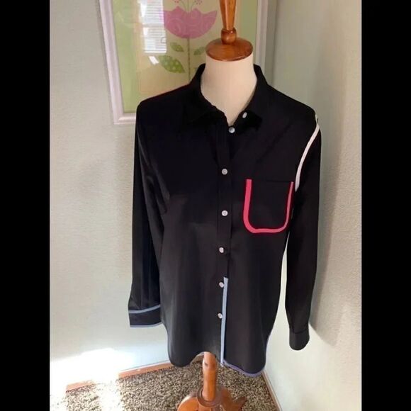NWOT Anne Klein Black Long-sleeve Shirt #26 - Picture 1 of 5